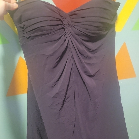 Bill Levkoff Women's Plum Chiffon Strapless Midlength Bridesmaid Gown Size 4 - Picture 2 of 16